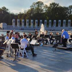 Army Band at the WWII memorial on a beautiful afternoon