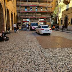 Porta Barsari - main entrance to Roman Verona (under construction, of course!). Note marble road.