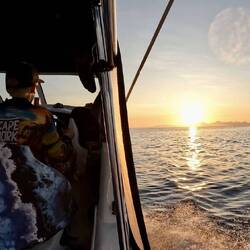 Brax driving us to the bay to sleep