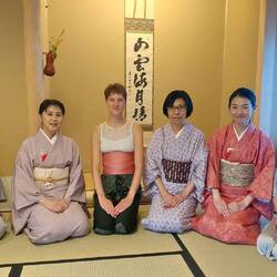 STUDENTS AND TEA MASTER KANEKO FROM URASENKE TEA SCHOOL HIROSHIMA