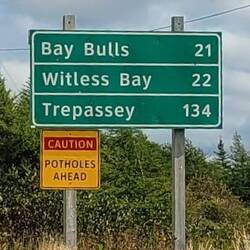 Disappointment: not seeing a sign that said Fogo, Twillingate, Morton's Harbour.