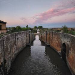 Looking dow stream from the skinny walk way