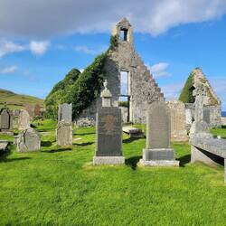 Although church was in ruins the graveyard was very well maintained
