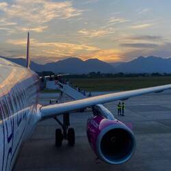Abflug im Sonnenaufgang