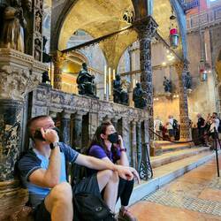 Chad and Laura listening to audio explanations