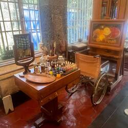 The wheel chair she painted from