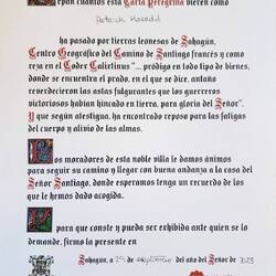 My official certificate for completing half of the Camino de Santiago