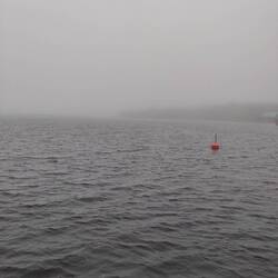 The fog arrived in Stocka, right after I had moored