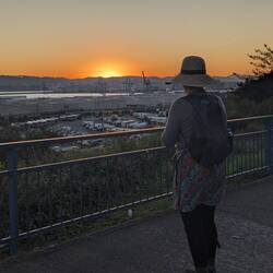 Anja looking at the sunrise