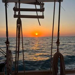 The colours of the sunset on the water were amazing. Something you don't see on the East coast