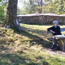 Dagmar und Monarchfalter im Gespräch.
