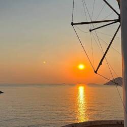 Sonnenuntergang Klosterbucht Symi