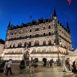 That building lit up