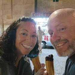 Finishing the night with chocolate and custard filled churros dipped in chocolate.