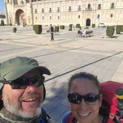 Selfie as we arrive at our hotel.