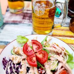 Chicken salad. Artistic, but a bit small