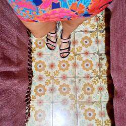 Beautiful colourful old floor tiles.