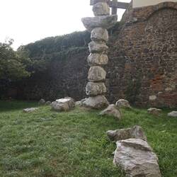 A sculpture in the ground of Cathedral of St Peter and St Paul
