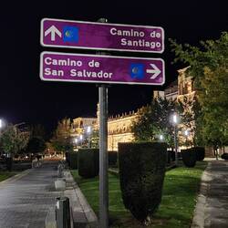 The Camino runs in front of the Parador.