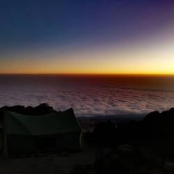 Sunrise at Pofu Camp - over a sea of clouds!