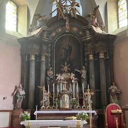 Church of St. Mary with its intricate Baroque altar piece