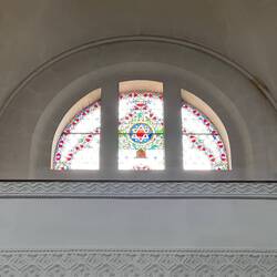 Beautiful stained glass in the former synagogue