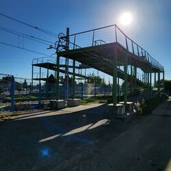 They make the pilgrims go around and around and over the train tracks...