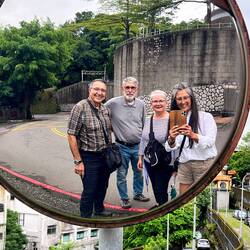 Younga finds an interesting selfie-op on the way down from the Big Buddha Temple — Keelung, Taiwan.