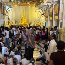 Inside the one hall at the Temple of the Sacred Tooth Relic where photography was allowed..