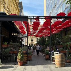 Outdoor cafés abound