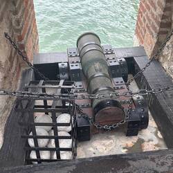 One of many cannon projecting the fortress