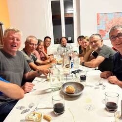 Communal dinner at our gite