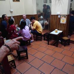 Little chairs and tables, struggle getting up ha ha