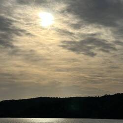 The sun trying to break through the cloud cover over the Danube