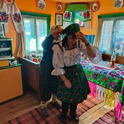 Maria enjoyed dressing me up in bridal dress