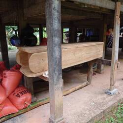Coffin kept downstairs in preparation for when the eldest family member dies
