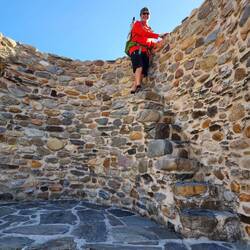 Me scared of coming down the skinny step (18 inches wide) up about 75 feet