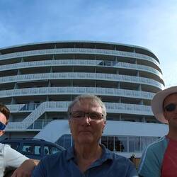 In front of the Marina taking a break