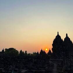 Sunset over the Prambanan temple compound