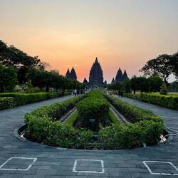 Beautiful garden layout surrounding the Prambanan temple compound