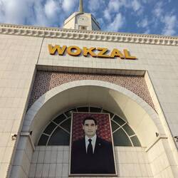 The current president on a train station