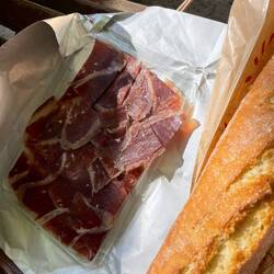 Jamon and baguette in the park