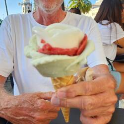 a macaron typically is on top..Scott ate it so he could get to his ice-cream.