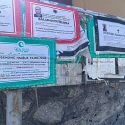 Obituary notices... colours for religion/ethnicity: Red>Albanian, Green>Moslem, Black>Orthodox