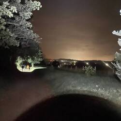 View this morning of landscape and pilgrims with their headlamps on. Kinda cool