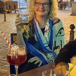 Kathy enjoys a vodka