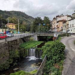 View of stream that runs through town
