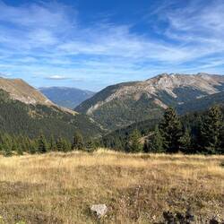 After the pass; first sight of Kosovo in the far distance!