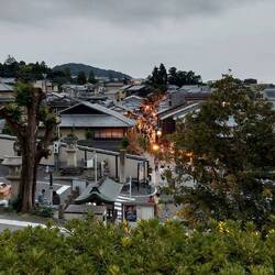 Looking back at Ninenzaka district at night