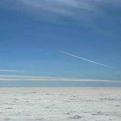 Above a layer cloud for 3/4 of the flight
